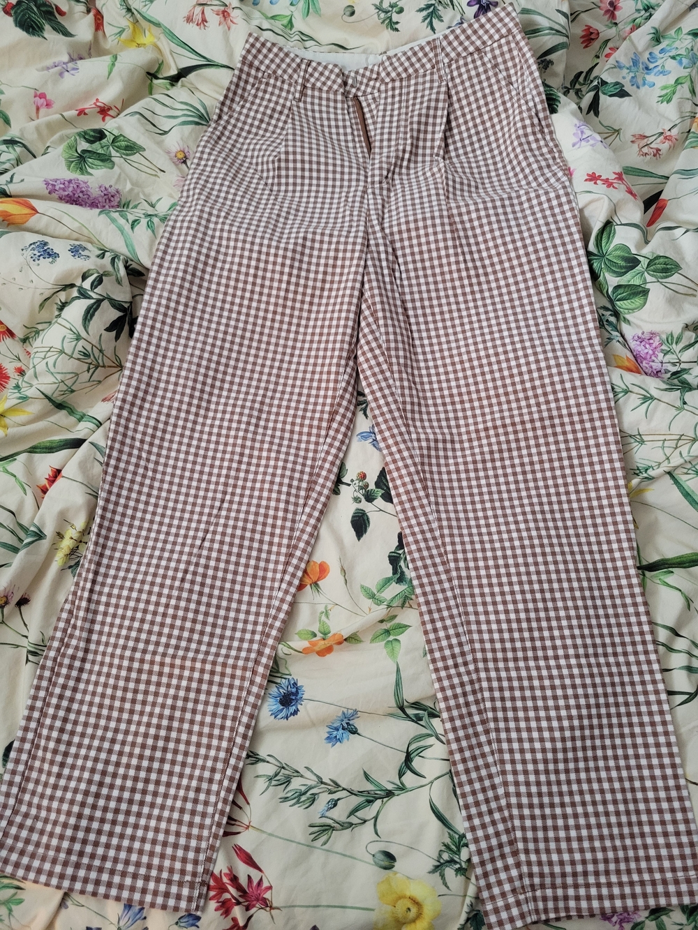 Brixton Brown & White Gingham Chinos - Tailored Straight Fit